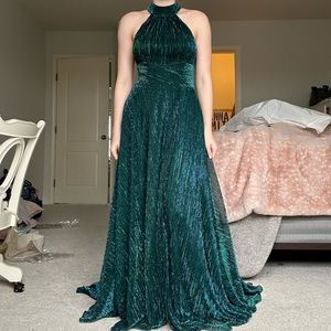 Betsy & Adam long metallic knit halter top dress - Size 0